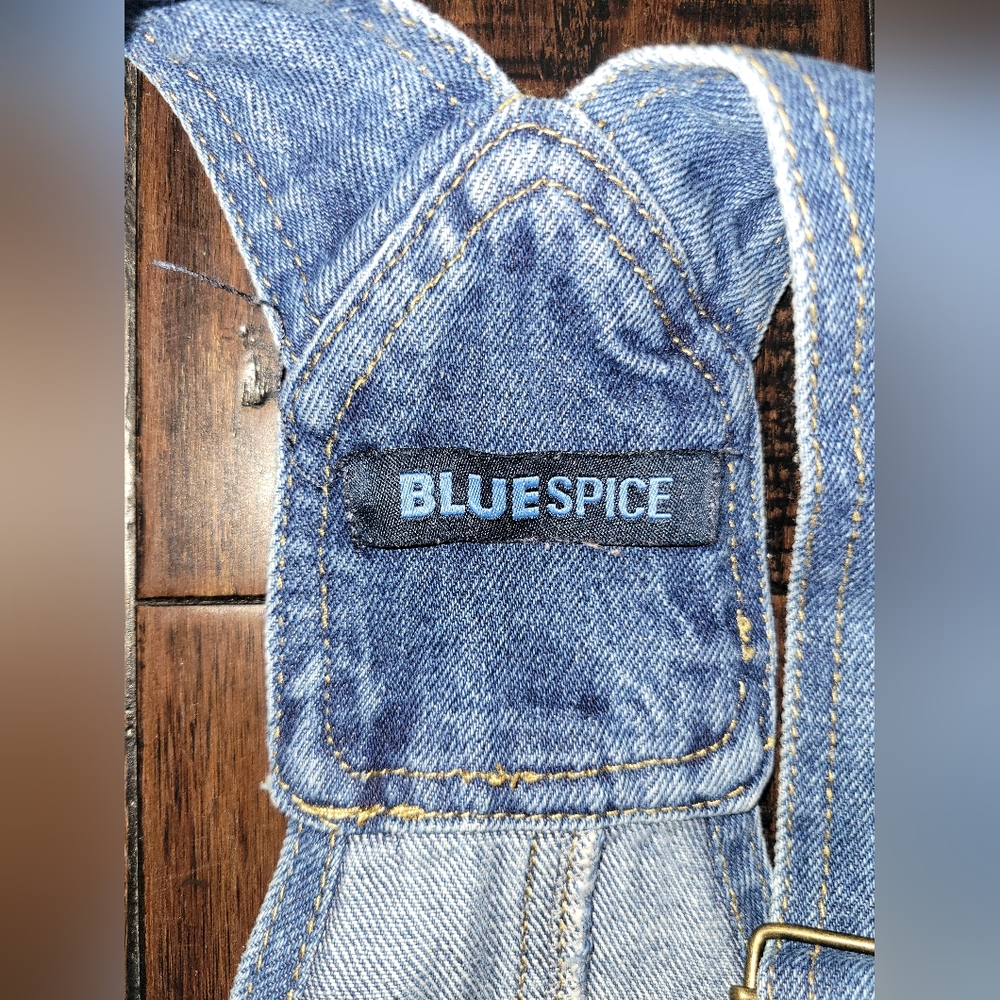 Blue Spice Distressed Overalls Jeans Dress sz 3 - Picture 5 of 7